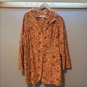 CJ Banks Red and Gold Floral Blazer